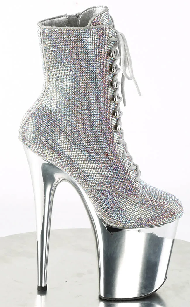 FLAMINGO-1020CHRS Silver Multi Rhinestone Boots