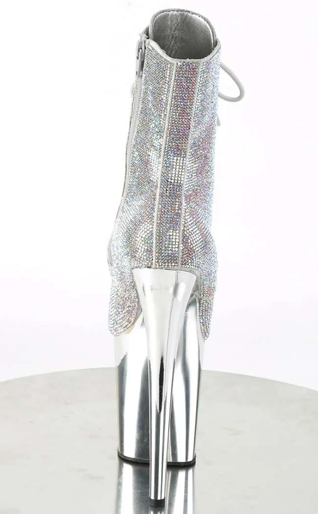 FLAMINGO-1020CHRS Silver Multi Rhinestone Boots