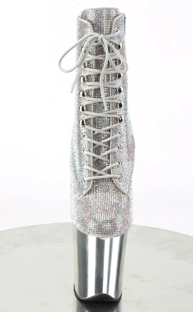 FLAMINGO-1020CHRS Silver Multi Rhinestone Boots