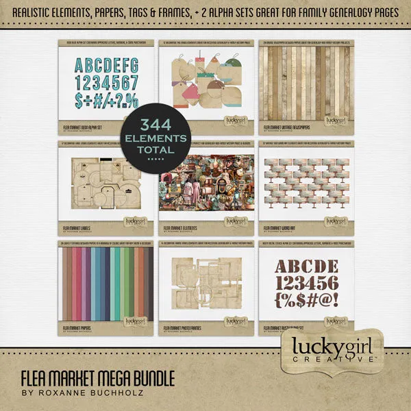 Flea Market Elements Digital Scrapbook Kit