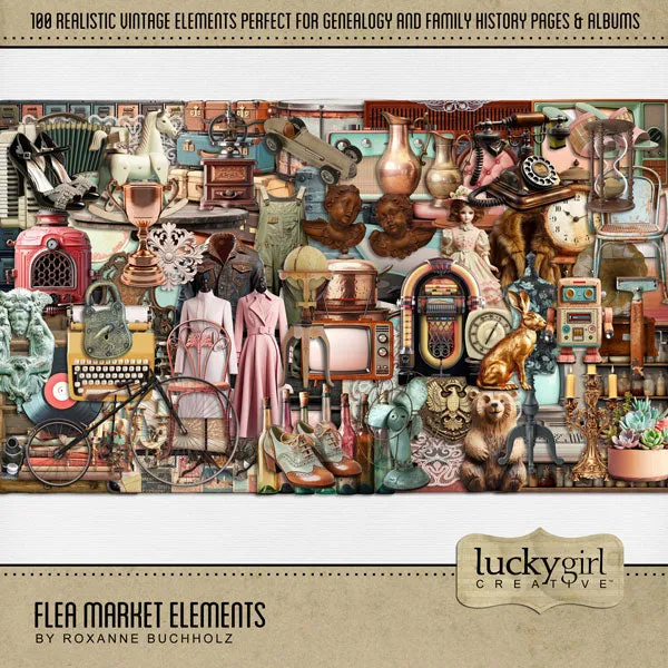 Flea Market Elements Digital Scrapbook Kit