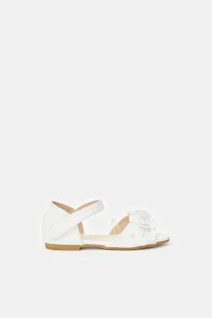 Girls White Embellished Strap Sandals