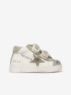 Golden Goose Kids June Leather Journey Print Star Trainers in White