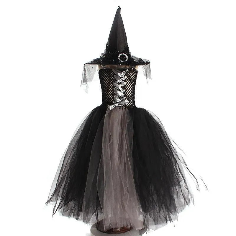 Halloween Glam Set Girl's lace mesh princess dress Fashion mesh camisole skirt Halloween Carnival Stage Performance Dress