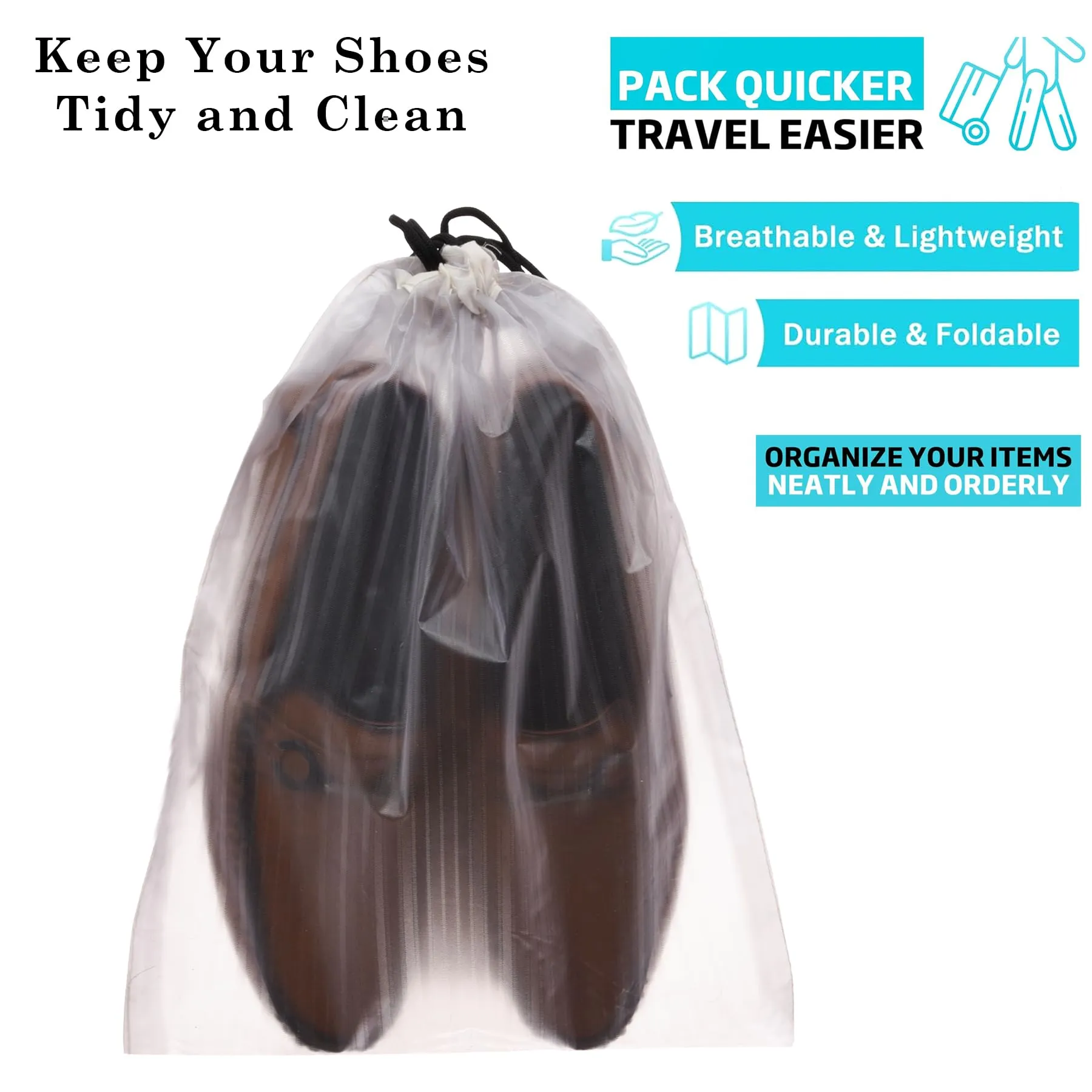 Heart Home Shoe Cover | Travel Shoe Storage Bags | Polyester Storage Bags | Drawstring Shoe Cover | Clear Transparent Shoe Storage Organizer | Pack of 12 | Multi