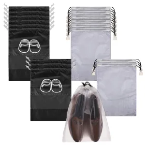 Heart Home Shoe Cover | Travel Shoe Storage Bags | Polyester Storage Bags | Drawstring Shoe Cover | Clear Transparent Shoe Storage Organizer | Pack of 18 | Multi