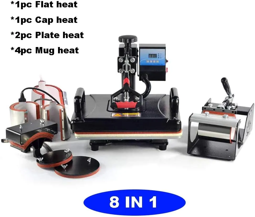 Heat Press  Digital Combo Machine 8 in 1 Sublimation Printing 38×30cm