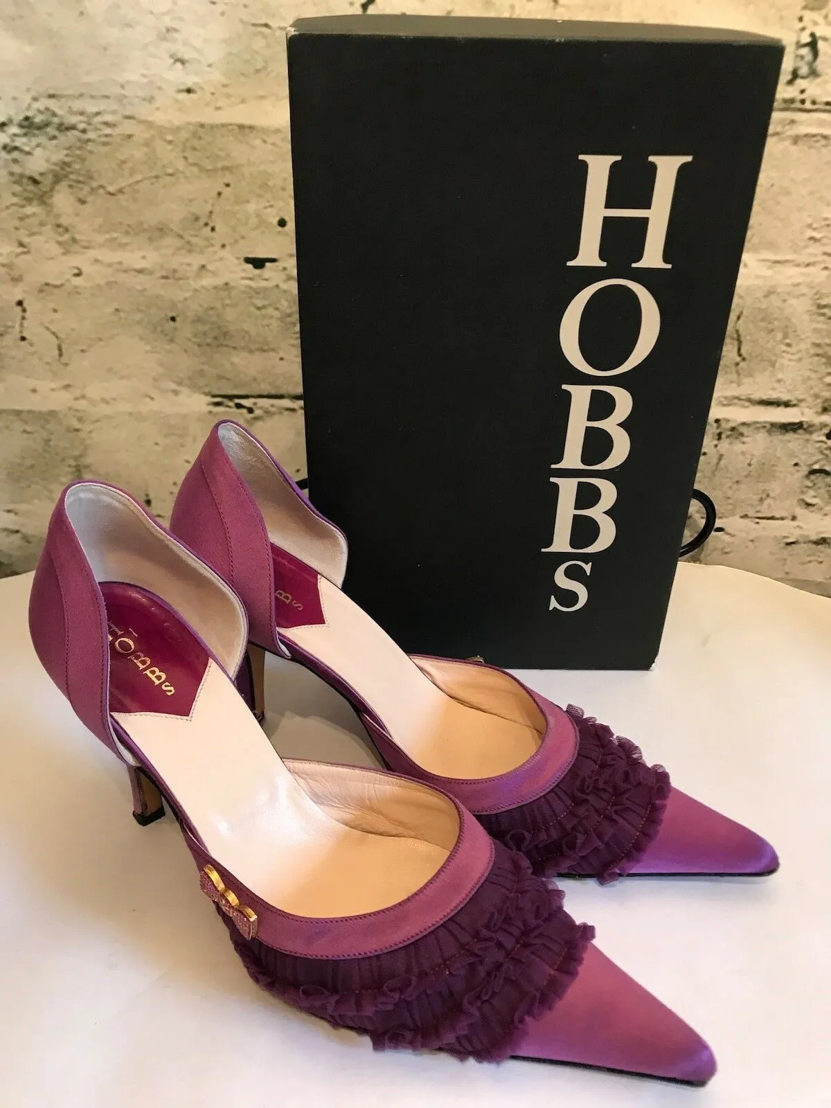 Hobbs magenta satin bow shoes UK 7 US 9.5 EU 41