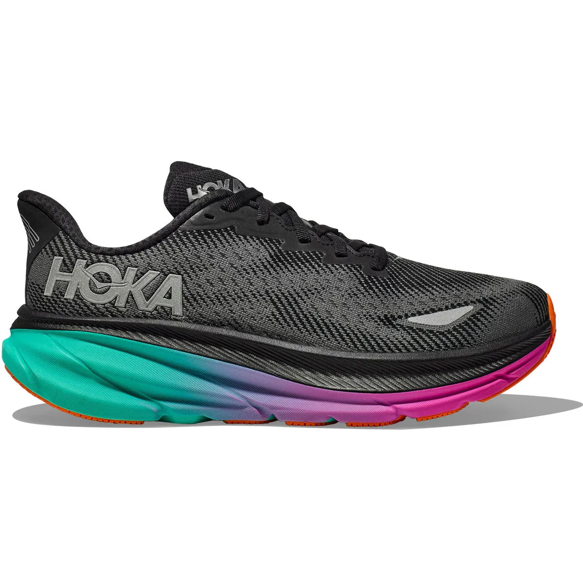 Hoka Clifton 9 GTX Running Shoes - Womens - Black/Electric Aqua