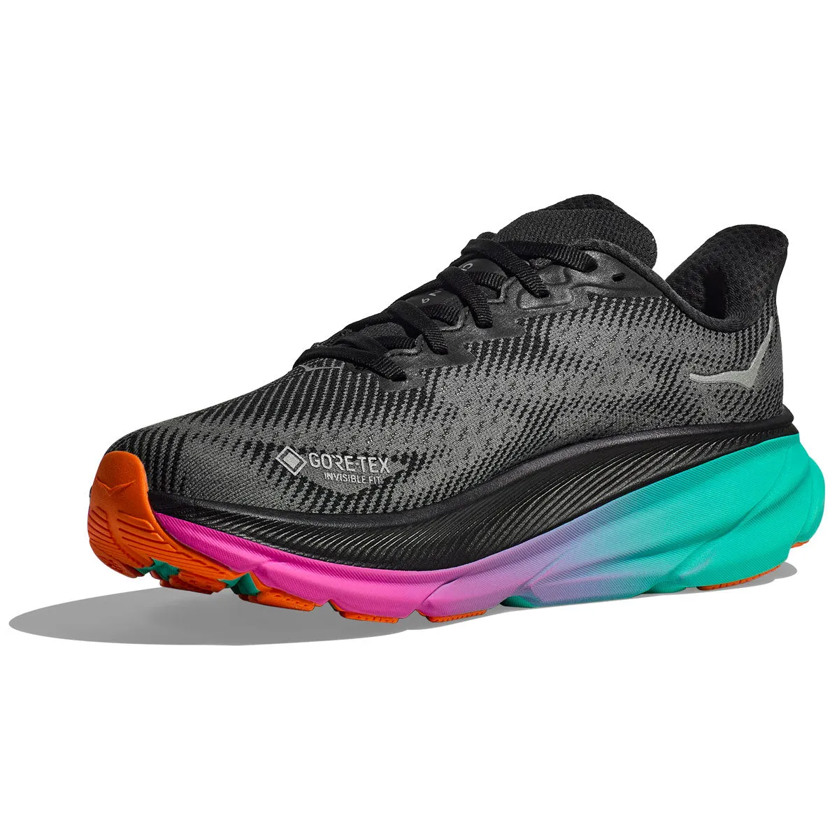 Hoka Clifton 9 GTX Running Shoes - Womens - Black/Electric Aqua