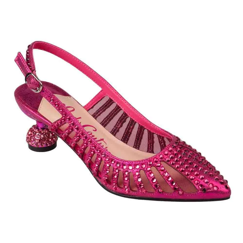 Lady Couture ROSITA Fuchsia Mesh Rhinestone Slingback with 2" Heel