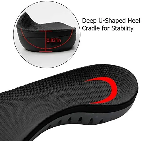 Lexniush | Plantar Fasciitis Arch Support Shoe Inserts | Insoles Orthotic Inserts for Flat Feet | Black