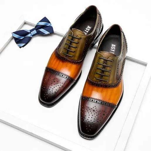 LuxePatch Wingtip Leather Lace-Up Oxfords