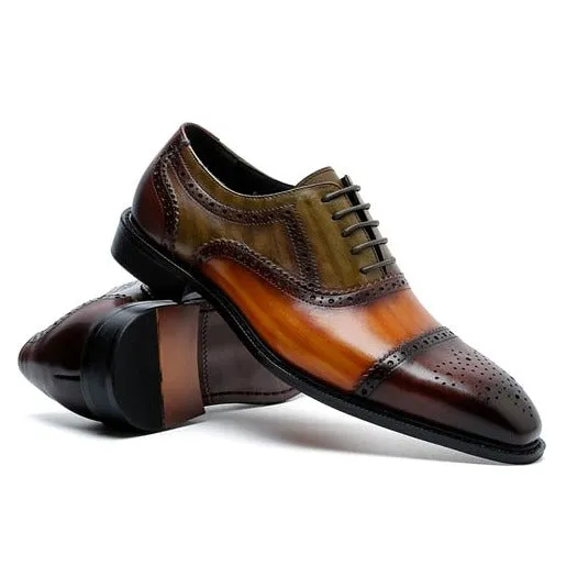 LuxePatch Wingtip Leather Lace-Up Oxfords