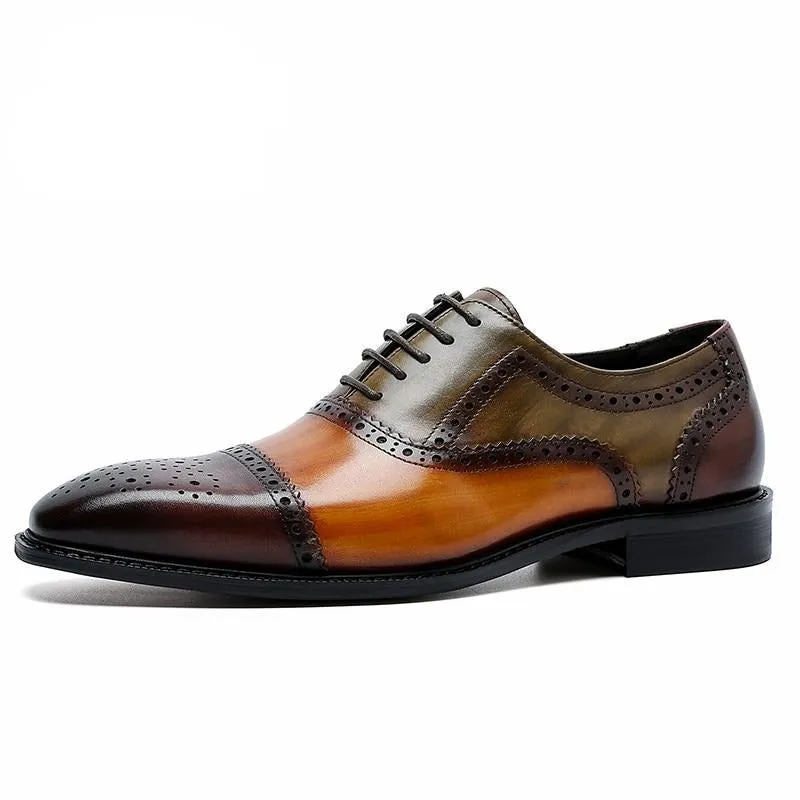 LuxePatch Wingtip Leather Lace-Up Oxfords