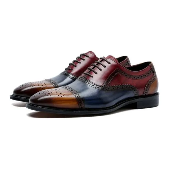 LuxePatch Wingtip Leather Lace-Up Oxfords