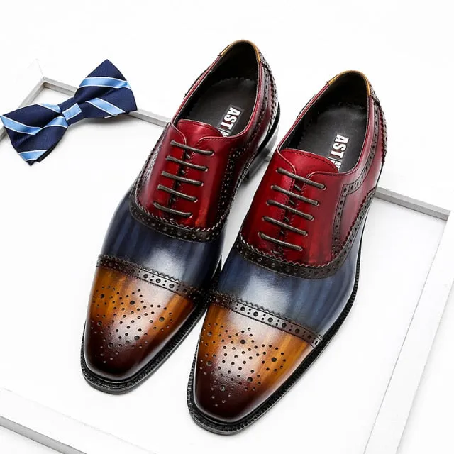 LuxePatch Wingtip Leather Lace-Up Oxfords