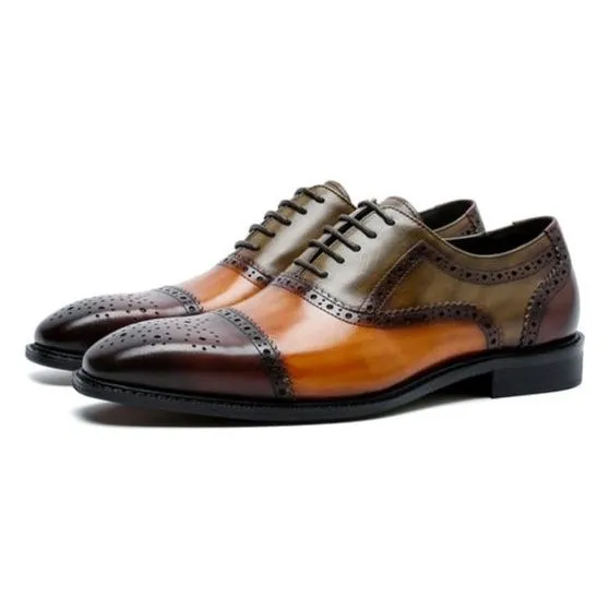 LuxePatch Wingtip Leather Lace-Up Oxfords