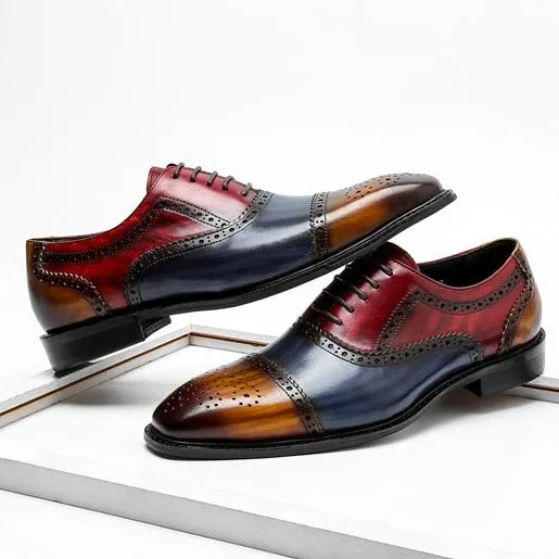 LuxePatch Wingtip Leather Lace-Up Oxfords