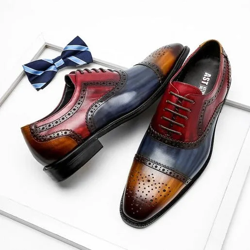 LuxePatch Wingtip Leather Lace-Up Oxfords