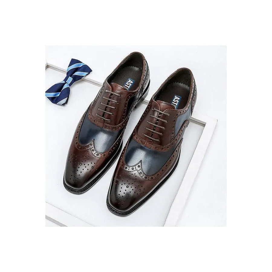 LuxePatch Wingtip Leather Lace-Up Oxfords