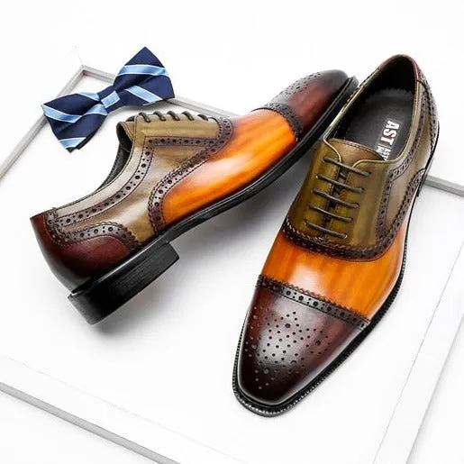 LuxePatch Wingtip Leather Lace-Up Oxfords