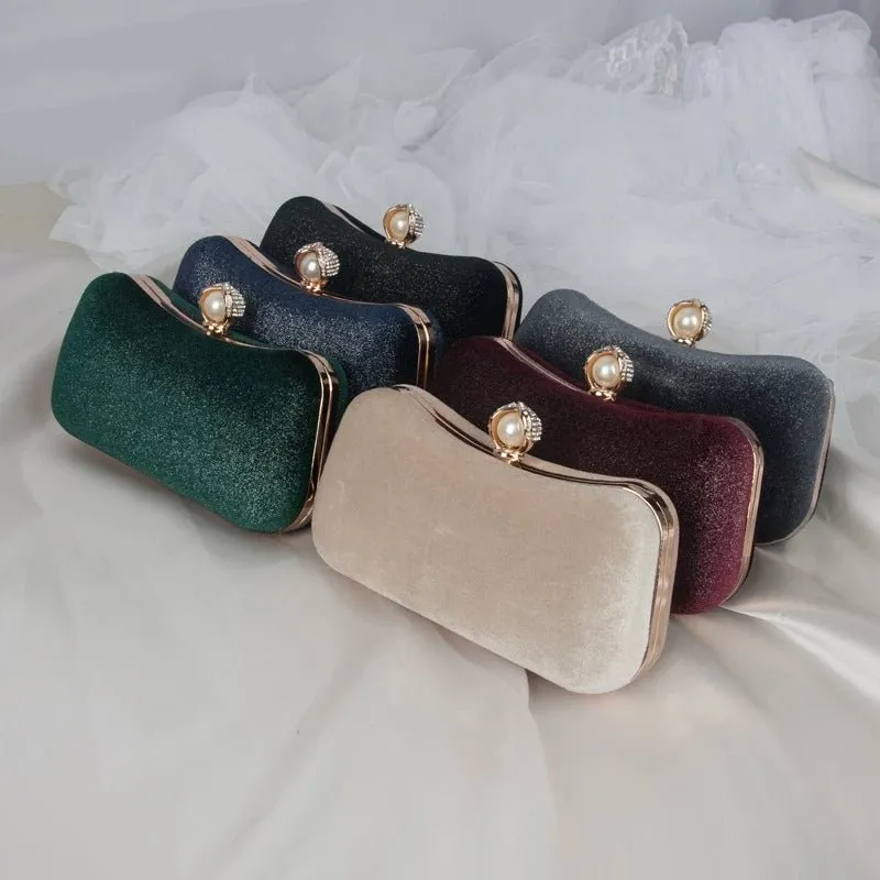 Luxy Moon Pure Color Velvet Party Clutch Purse