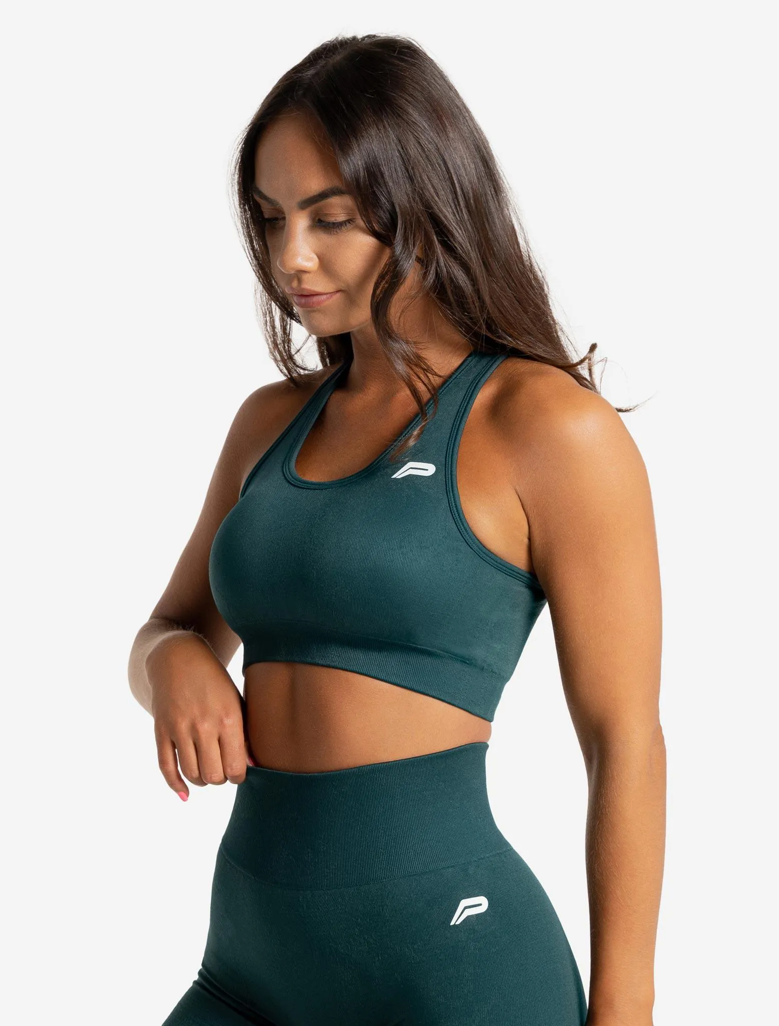 Marble Seamless Sports Bra - Dark Emerald Green