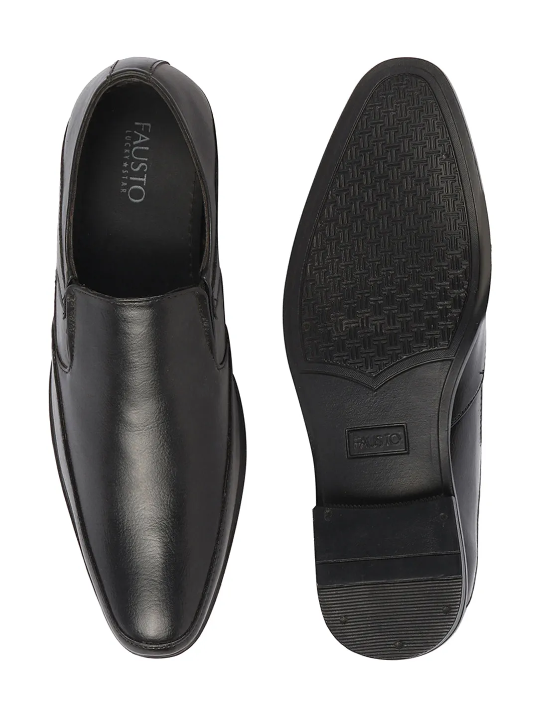 Men Black Formal Office Work Pointed Toe Slip On Shoes