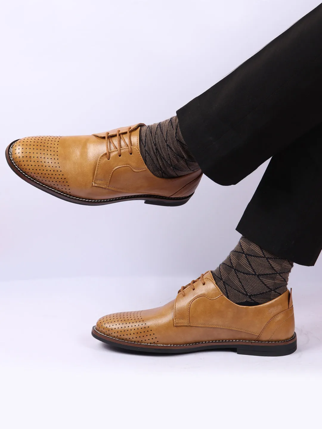 Men Camel Cap Toe Formal/Office Lace Up Dress Shoes