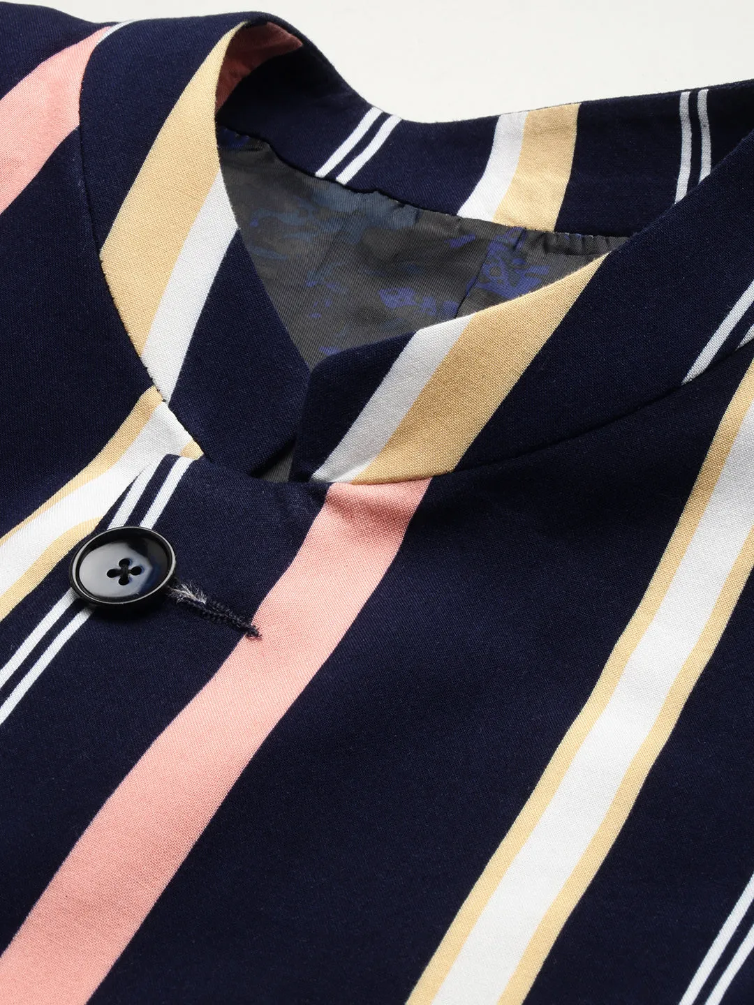 Men Navy Striped Party Blazer