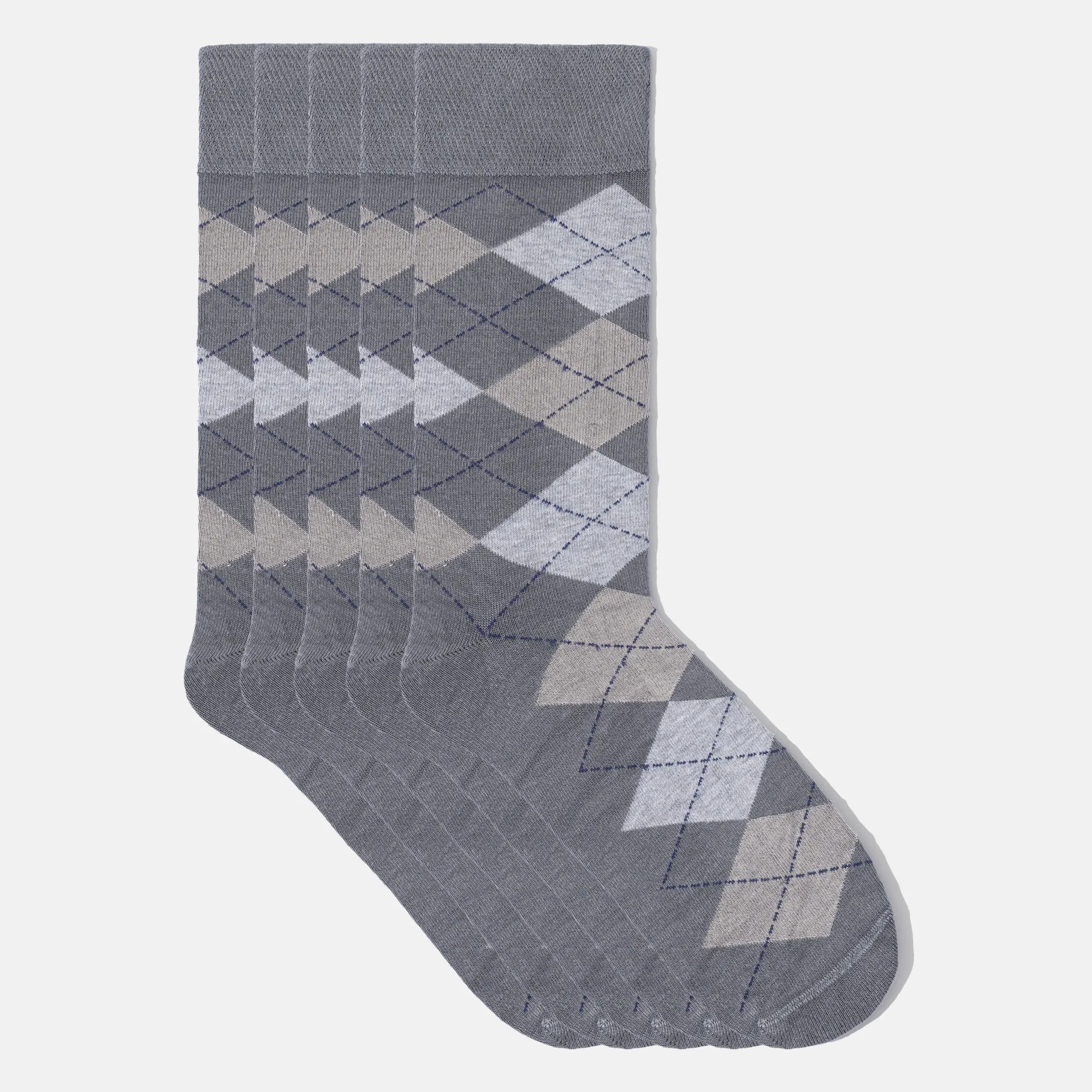 Men's Bamboo Dress Socks • Argyle Pack of 1/3/5 Pairs • Ocean Grey