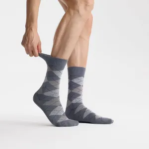 Men's Bamboo Dress Socks • Argyle Pack of 1/3/5 Pairs • Ocean Grey