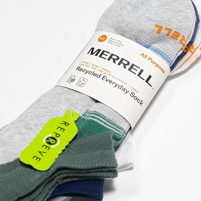 Merrell Women's 3 Pair Pack-Repreve Mesh Recycled Everyday Socks