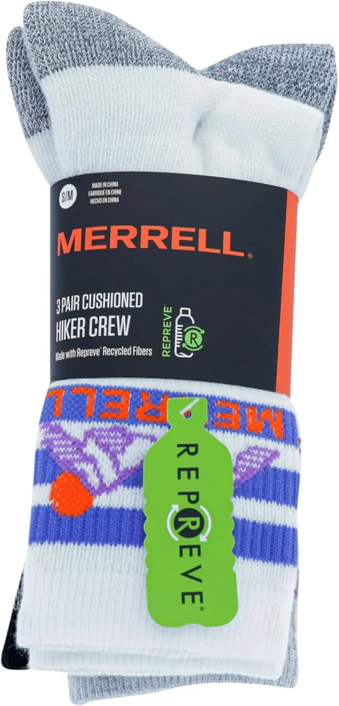 Merrell Women's 3 Pair Pack-Repreve Mesh Recycled Everyday Socks