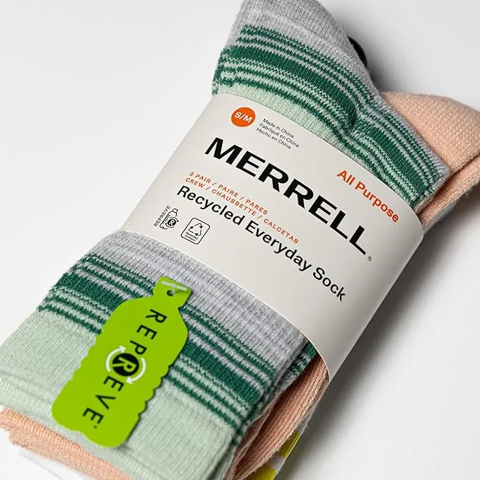 Merrell Women's 3 Pair Pack-Repreve Mesh Recycled Everyday Socks