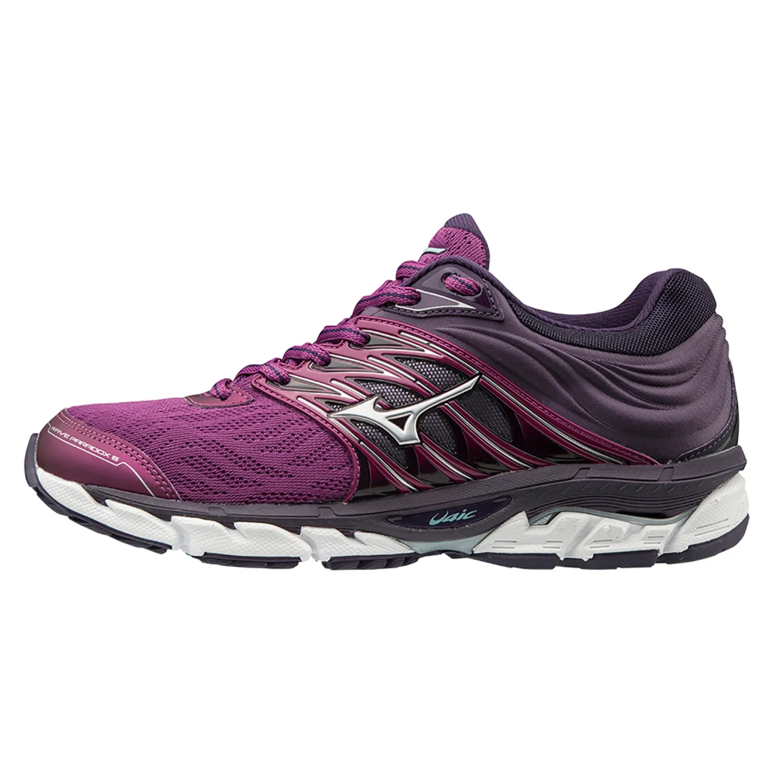 Mizuno Wave Paradox 5 Womens | Pwine/Silver/Mysterioso