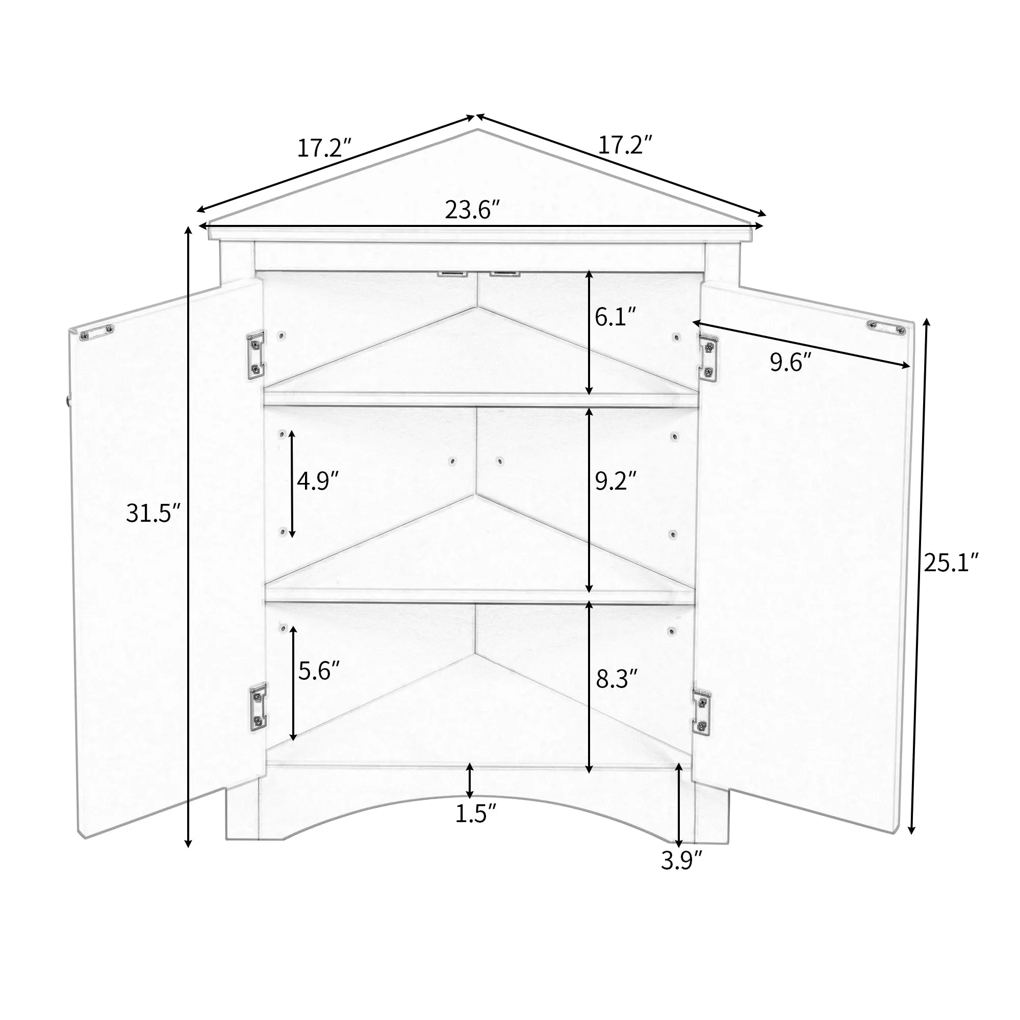 Modern Triangle Corner Cabinet -  Gray