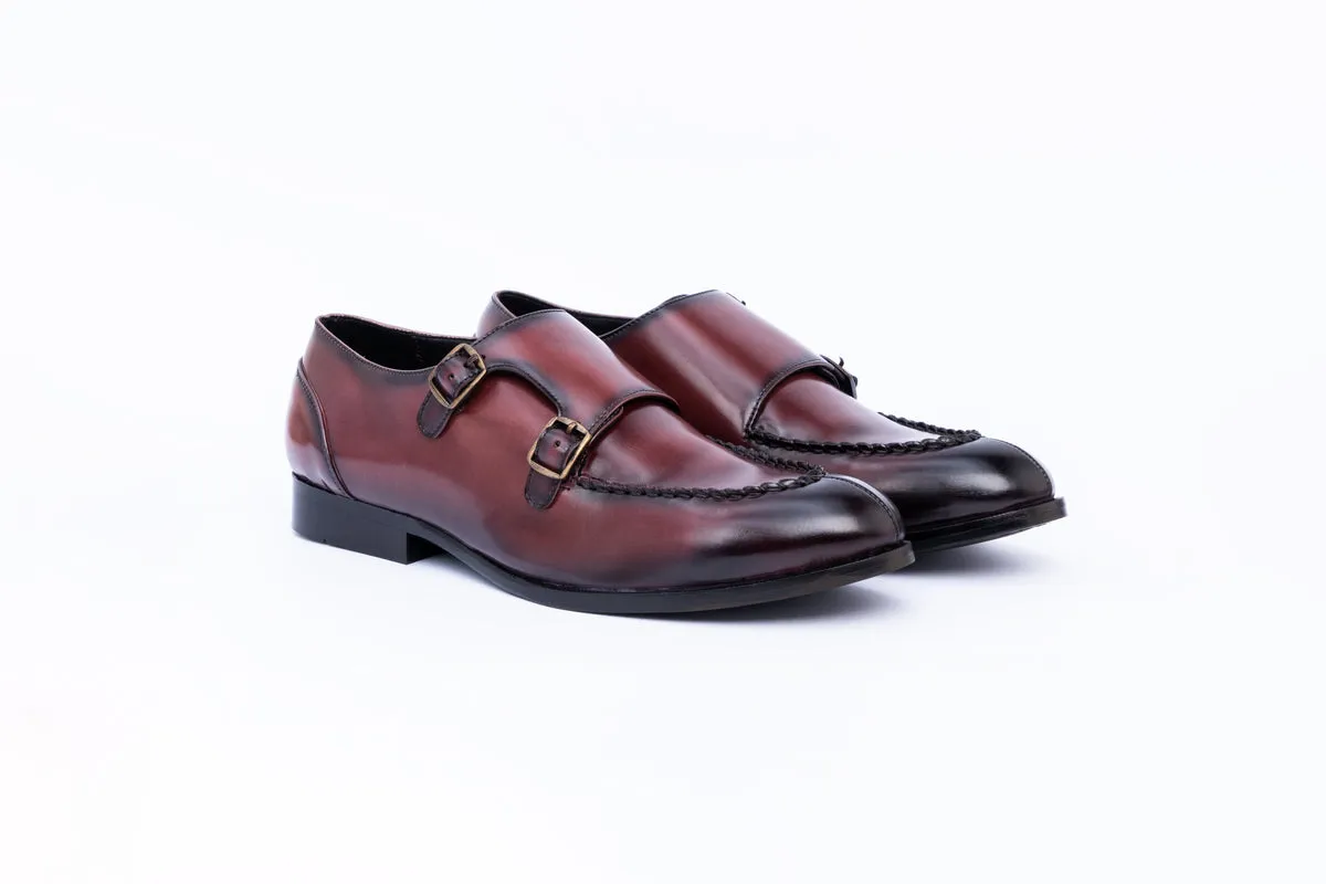 MONK STRAPS WITH TOE STITCH-CHERRY