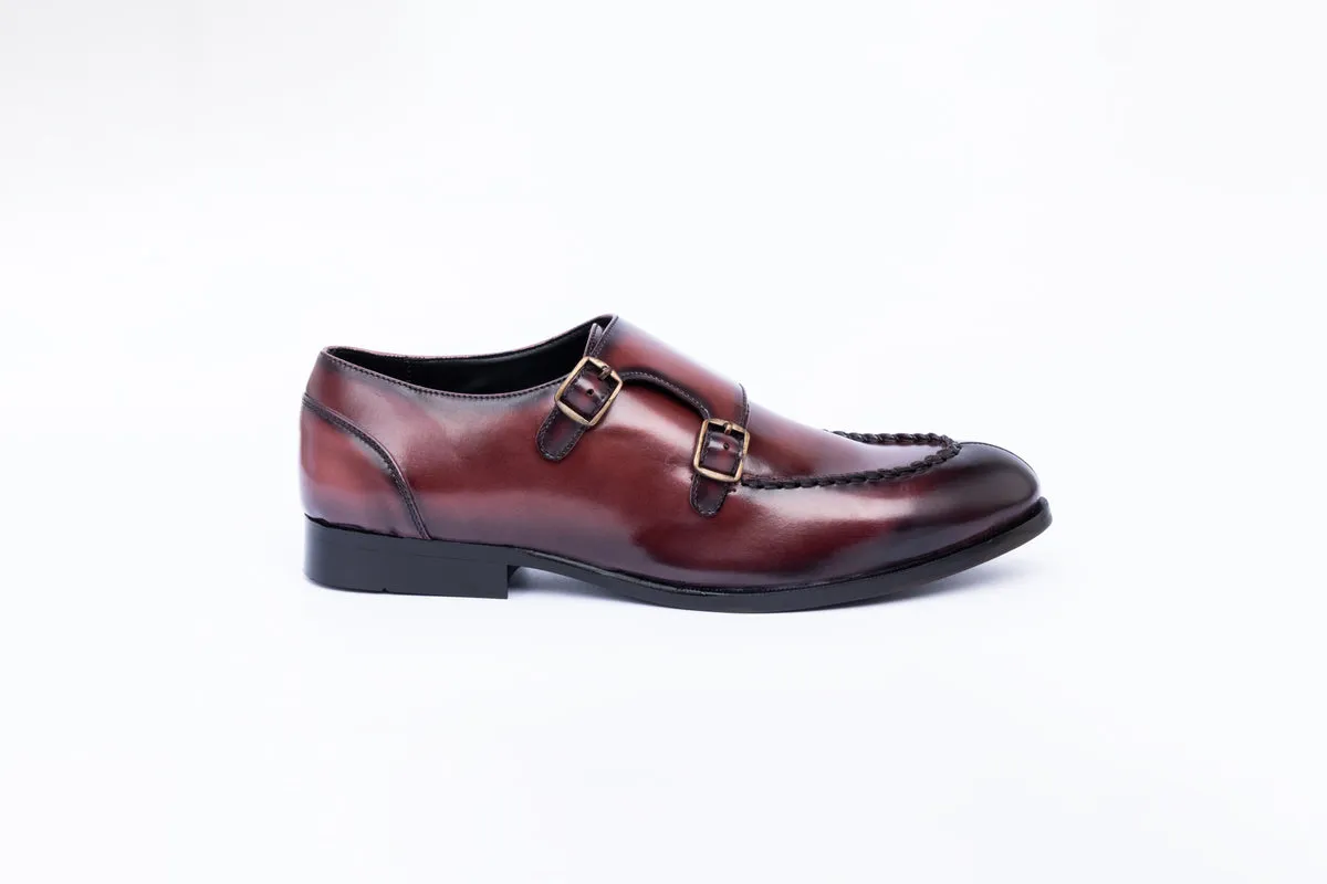 MONK STRAPS WITH TOE STITCH-CHERRY