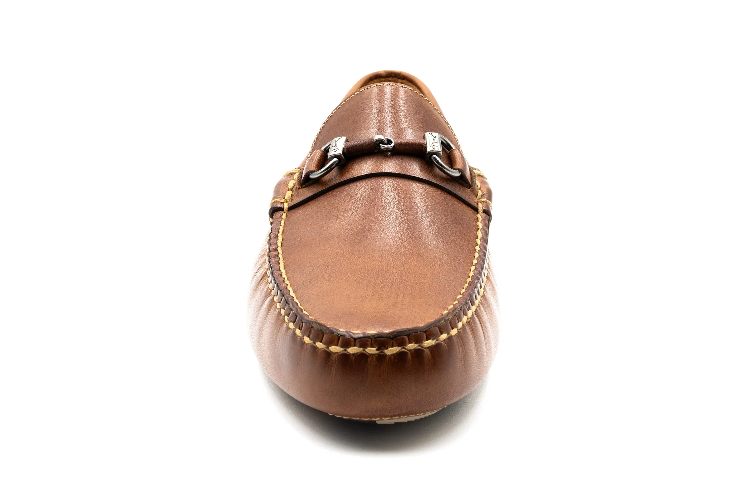 Monte Carlo Saddle Leather Horse Bit Driving Loafers - Cigar