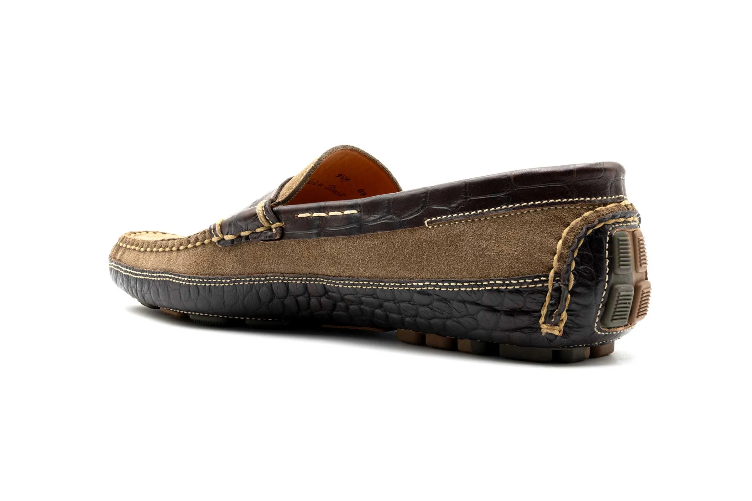 Monte Carlo Suede Penny Loafers - Earth