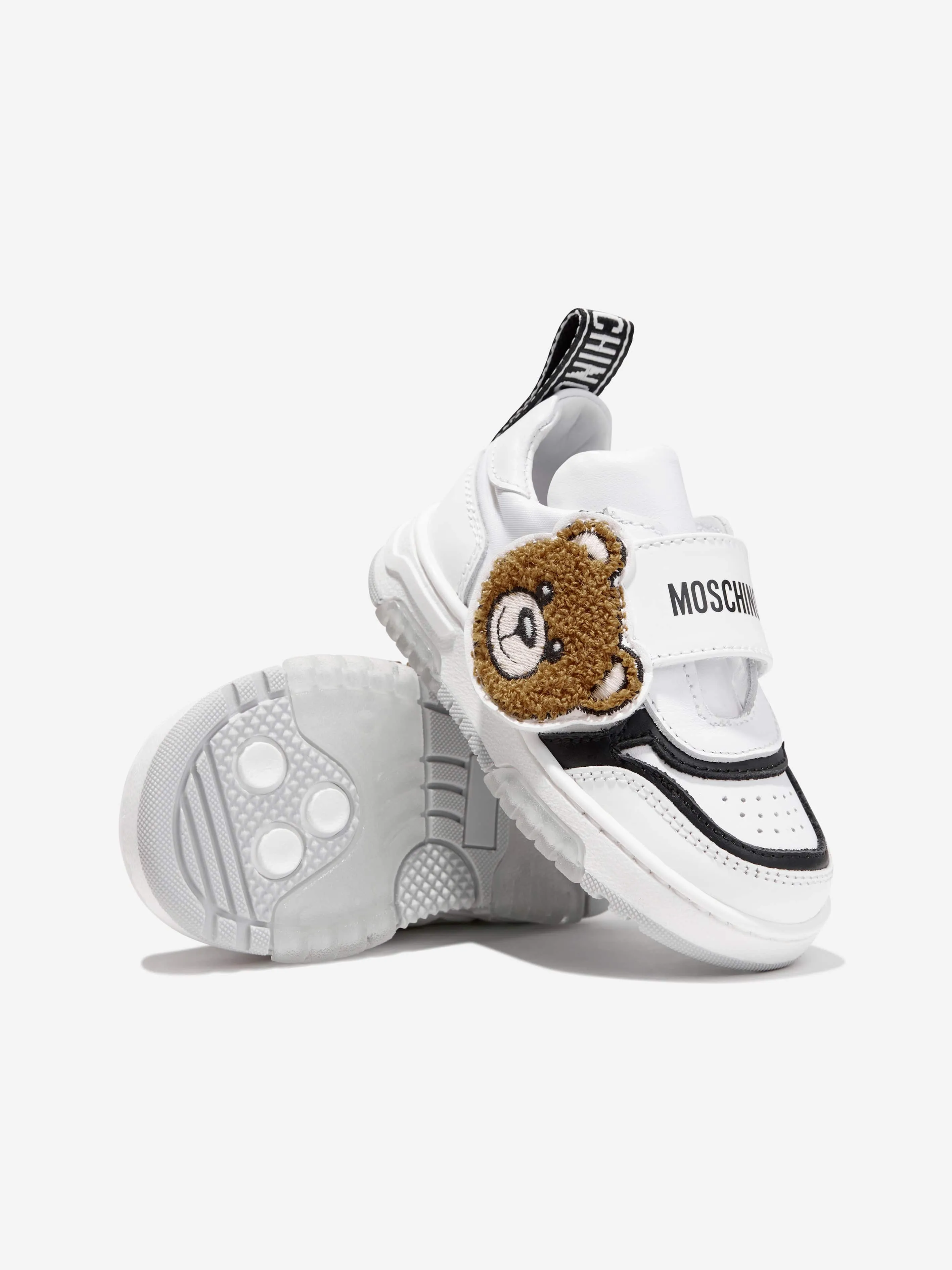 Moschino Boys Velcro Bear Trainers in White