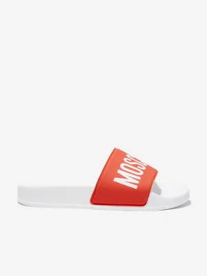 Moschino Kids Maxi Logo Sliders in Red