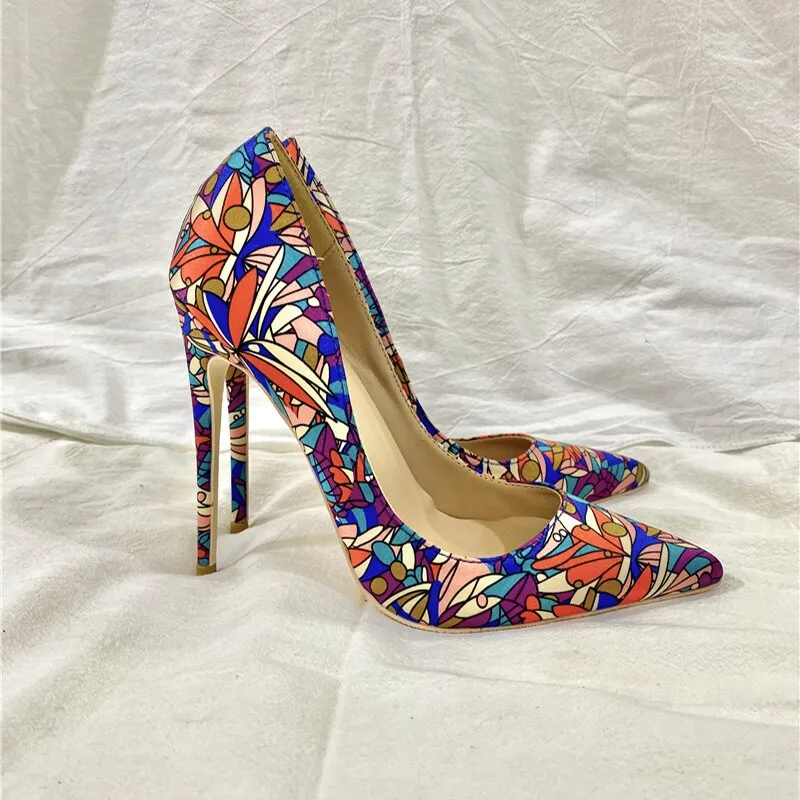 Multi-color Abstract Print Pointed Toe Stiletto