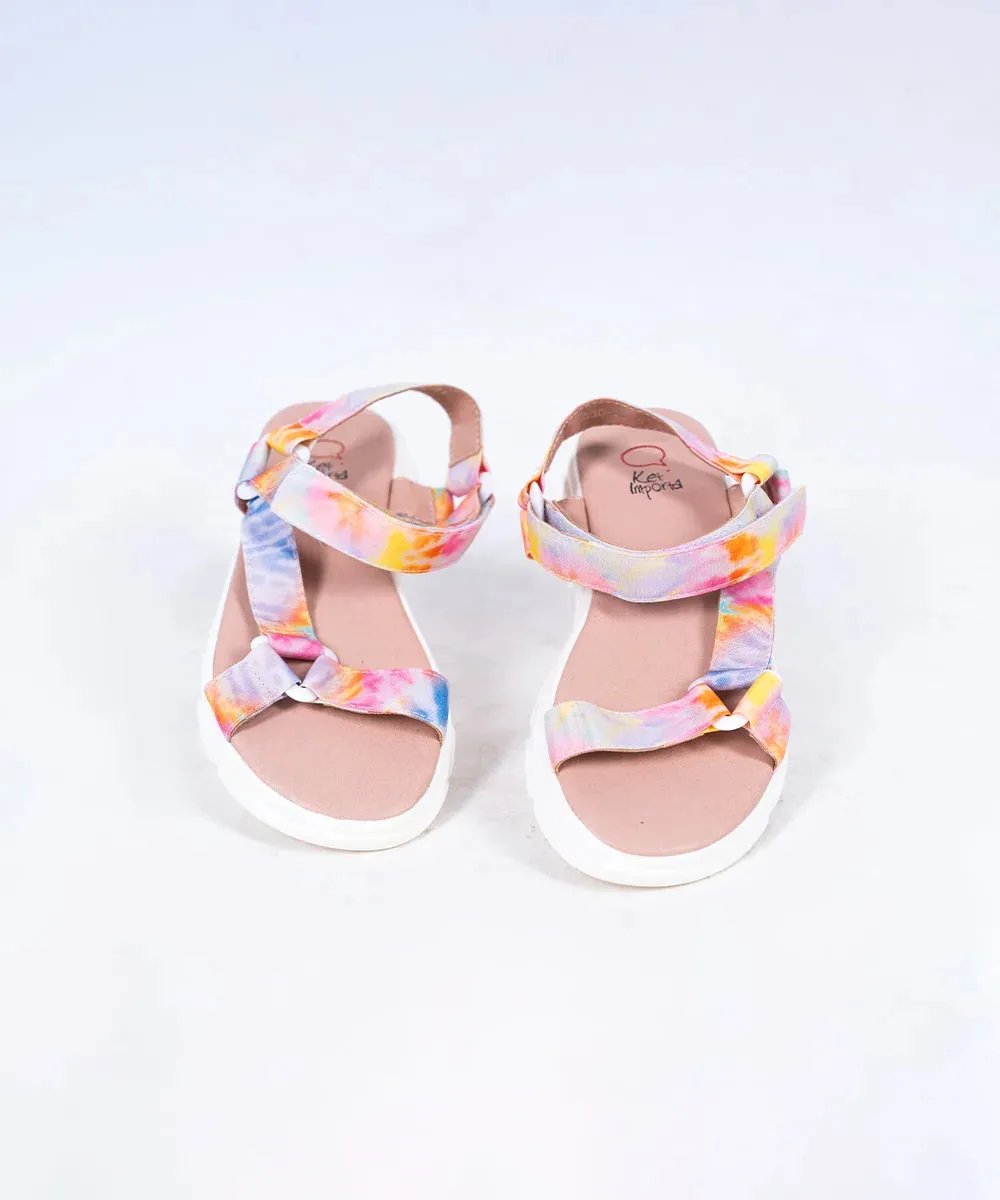 Multi Colored Printed Party Sandals for Girls