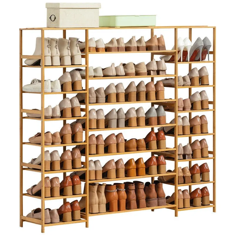 Multi Tier Tower Bamboo Wooden Shoe Rack Boot Shelf Stand Storage Organizer