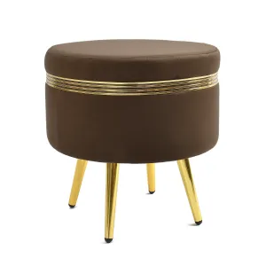 NACIA Ottoman Stool for Living Room Golden Metal Legs Furniture Footrest for Sofa Dressing Table srool, Sitting Pouffes for Home Decor, 16x16x17 Inches, Coffee