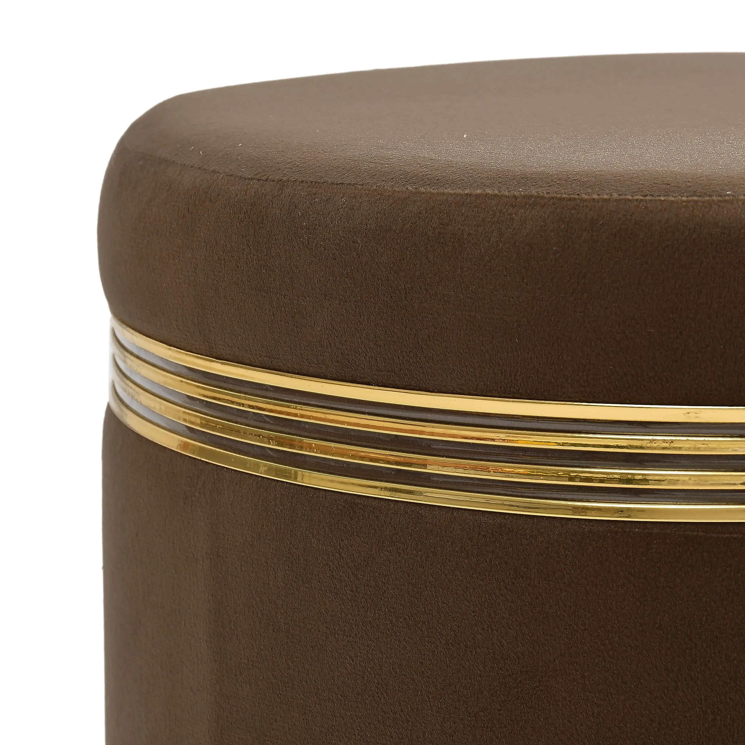 NACIA Ottoman Stool for Living Room Golden Metal Legs Furniture Footrest for Sofa Dressing Table srool, Sitting Pouffes for Home Decor, 16x16x17 Inches, Coffee