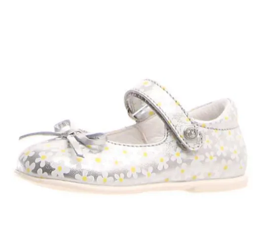 Naturino Girl's Ballet Mary Jane Shoes, Argento-Multi